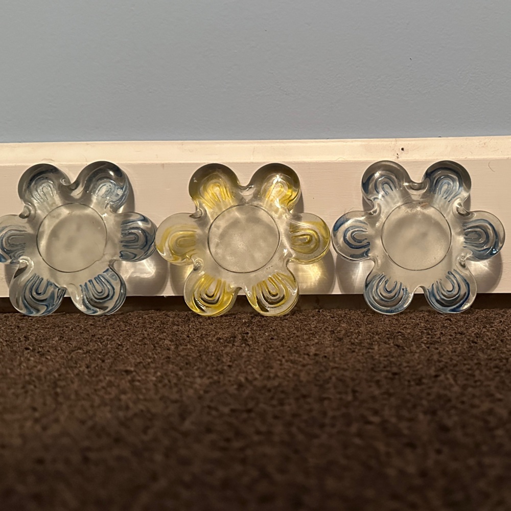 Glass Flower - Blue, Yellow, Clear
